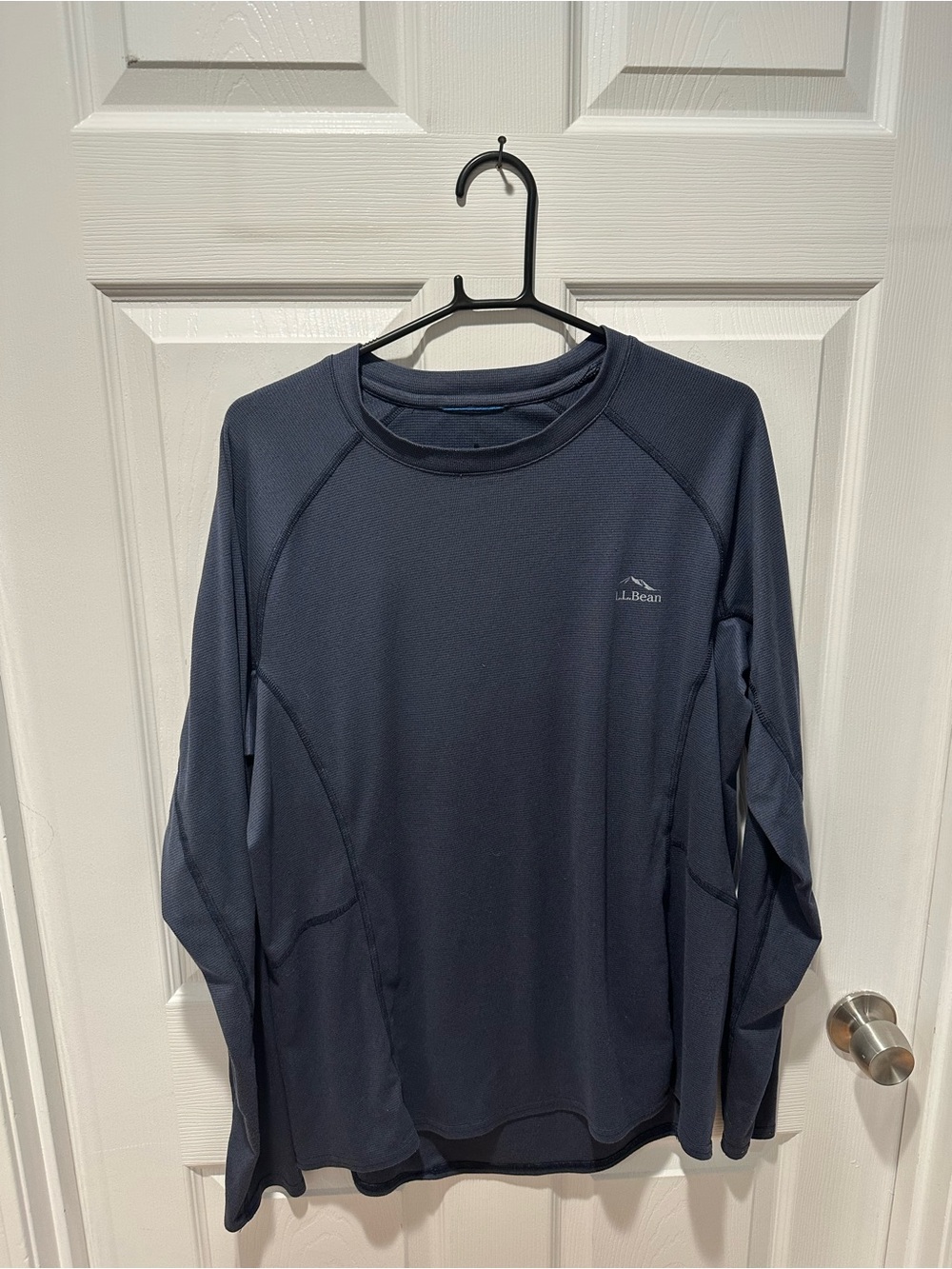 L.L. Bean Ridge Runner Grid Fleece Base Layer Shirt Gray Mens L Reg